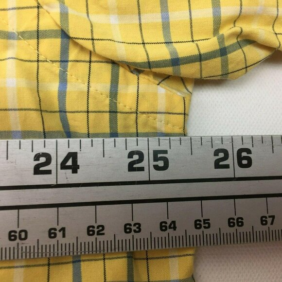 Roundtree & Yorke Mens Plaid Yellow Blue Short Sleeved Shirt Size XL - Picture 4 of 6